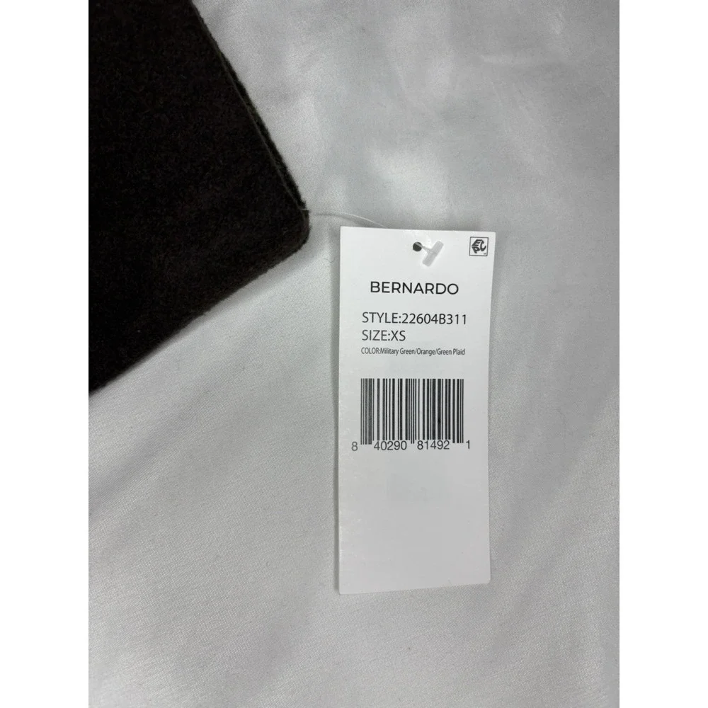 Women's Bernardo‎ Plaid Trench Coat Wool Blend Wrap Women's XS Green & Brown NWT - Picture 4 of 11